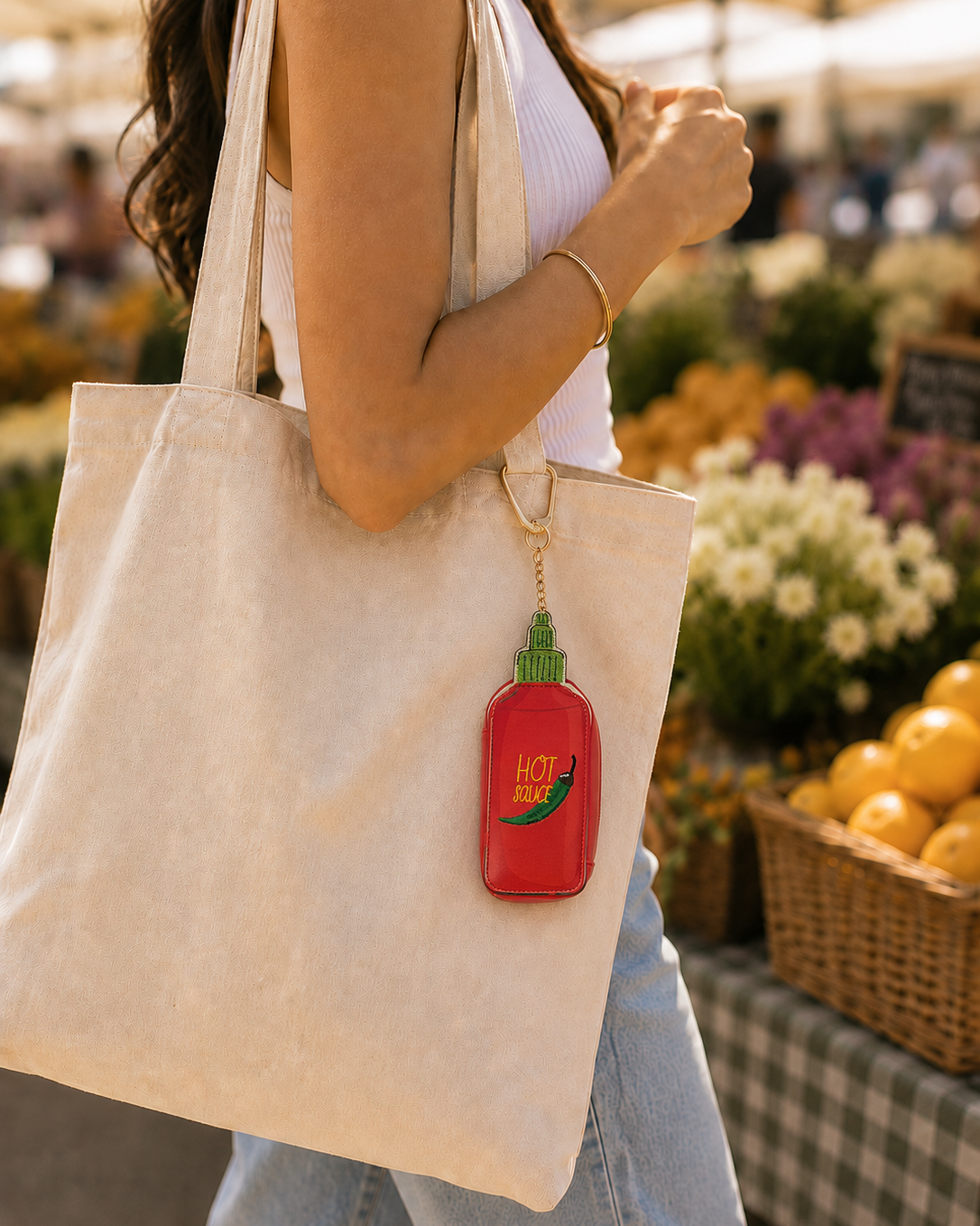 2 in 1 HOT SAUCE Reusable Shopping Bag & Bag charm