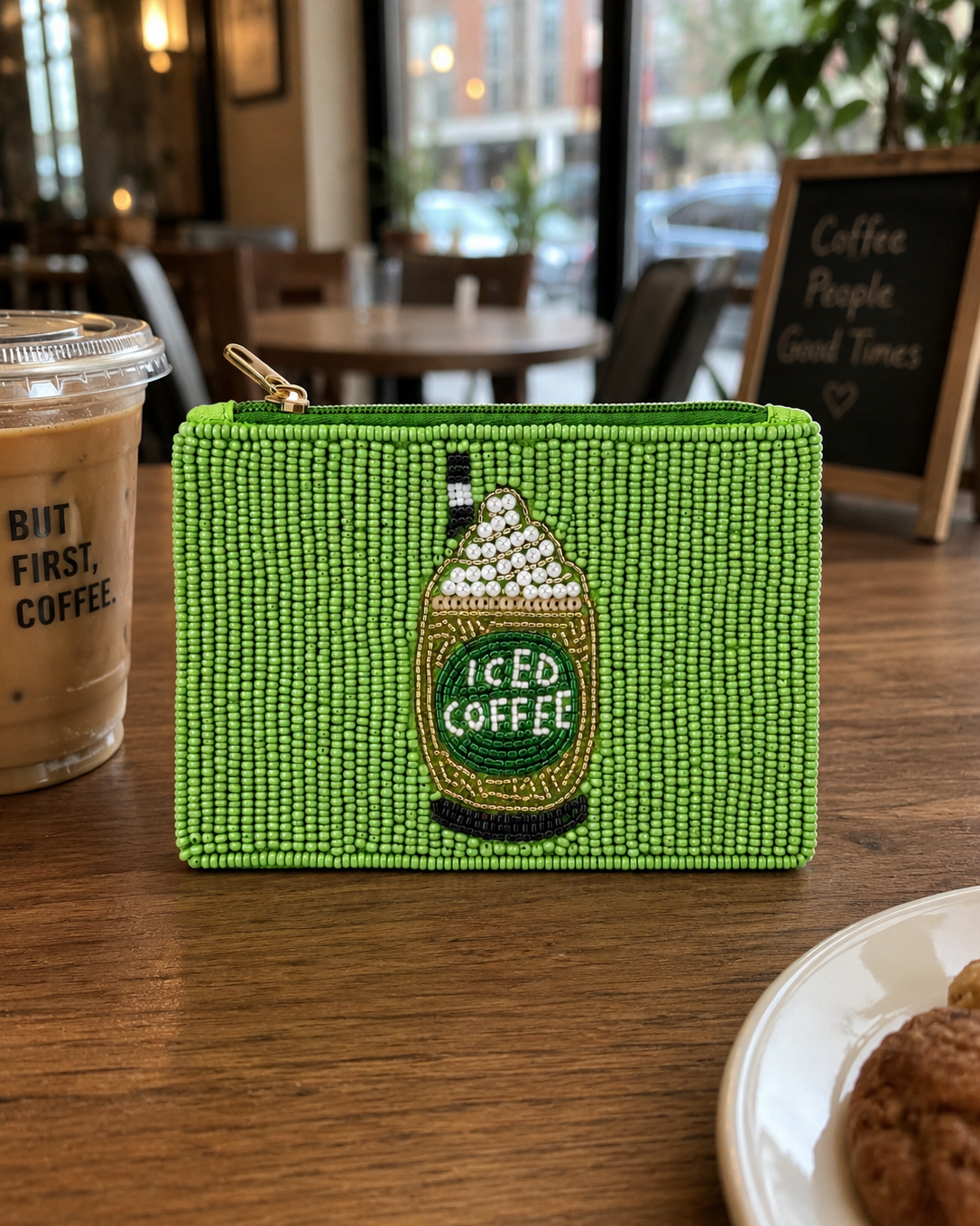 Iced Coffee Beaded Coin Purse
